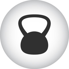Metal dumbbell simple icon on round  background