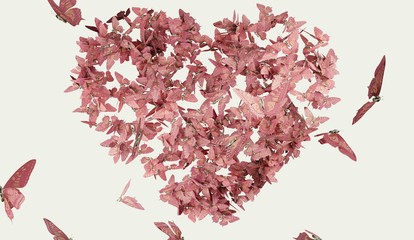 Fototapeta premium Heart shaped butterfly pink color
