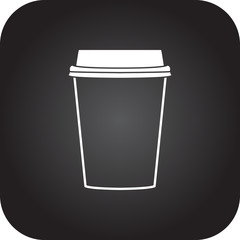 Coffee paper cup tea simple icon on square  background