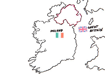 Map of Ireland and United Kingdom - territorial dispute concept