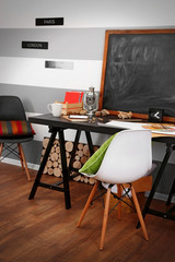 Workplace of creative person indoors