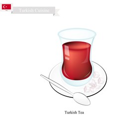 Traditional Black Hot Tea, Popular Drink in Turkey