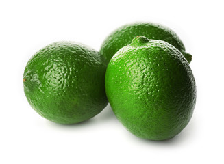 Few limes, isolated on white