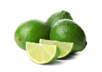 Fresh limes, isolated on white