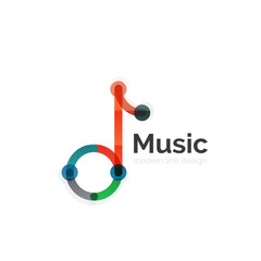 Music note logo, flat thin line geometric design