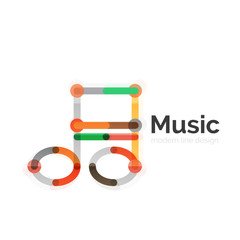 Music note logo, flat thin line geometric design