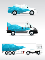 Template vehicle for advertising, branding. Passenger car, truck, bus.