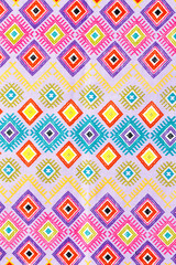 Colorful thai silk handcraft textile texture or background