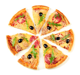 Fresh baked pizza isolated on white
