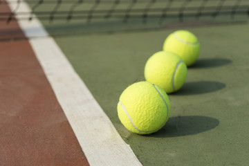 Tennis court with tennis ball