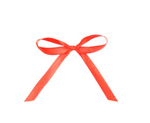 Red ribbon bow isolated on white