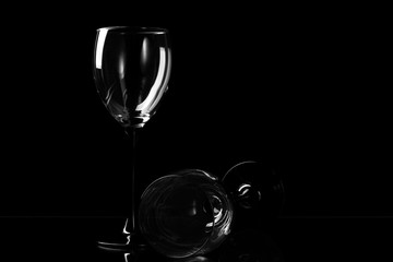 two wineglass on the dark background