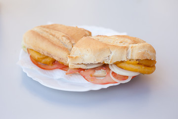 Fried squid spanish roll sandwich