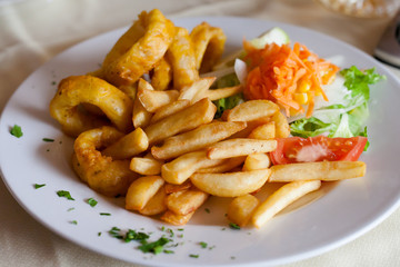 Roman style squid with fries