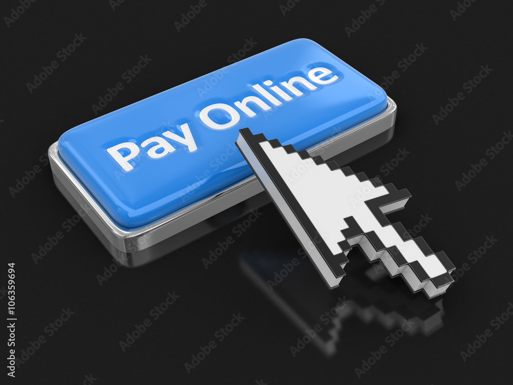 Poster cursor and button pay on-line. image with clipping path