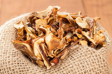 Dried mushrooms, closeup shot