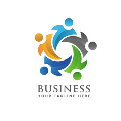 Teamwork and social community Logo