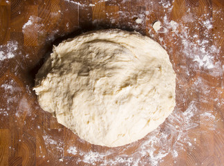 dough on a wooden Board