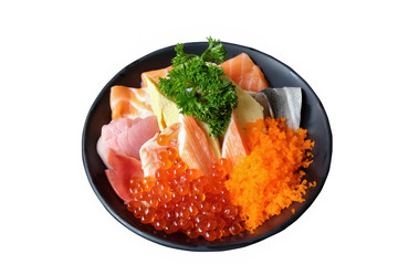 sashimi on rice, japanese food, donburi