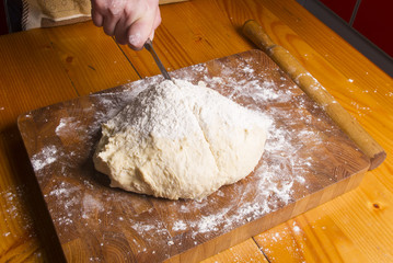 dough on a wooden Board