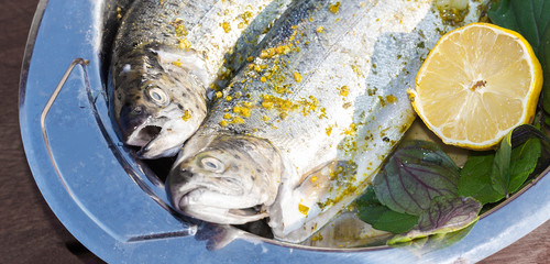 fresh trouts with spices and condiments