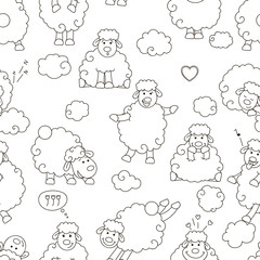 Seamless pattern of sheep.