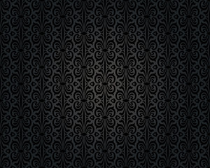 black vintage wallpaper background repetitive pattern design