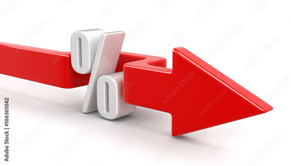Poster percent symbol with arrow. image with clipping path