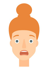 Scared woman with open mouth.