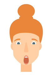 Scared woman with open mouth.