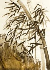 bamboo trees and mountains - 106362804