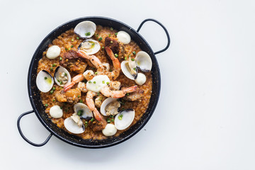 seafood and rice paella traditional spanish food