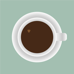 Coffee cup. Vector illustration.a cup of coffee. White cup on a green background.