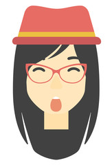 Scared woman with open mouth.