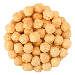 Corn balls snack on white