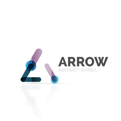 Linear arrow abstract logo, connected multicolored segments of lines in directional pointer figure
