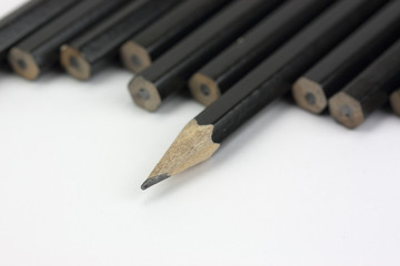 Close up of pencils in a line