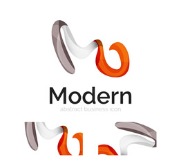 Vector abstract ribbon logo with business card identity design