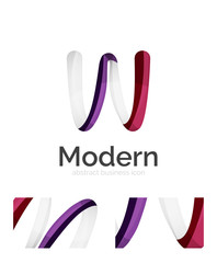 Abstract 3d swirl ribbon logo template with business card corporate identity design