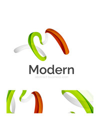 Abstract 3d swirl ribbon logo template with business card corporate identity design