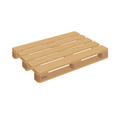 Wooden pallet isolated vector. Wooden pallet illustration in perspective, front and side view with dimensions.