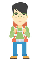Cheerful man with backpack .