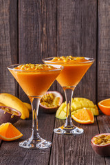 Tropical milkshake with ingredients.