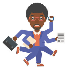 Man coping with multitasking.