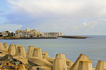 Cape Town city centre, with Table Mountain, coast line