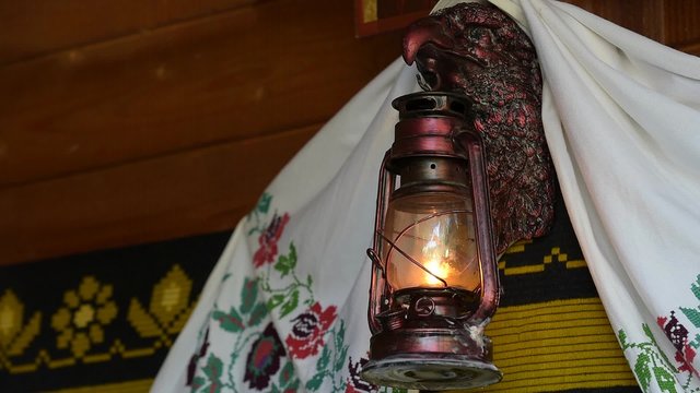 Vintage lantern and traditional decorations