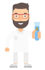 Laboratory assistant with test tube.