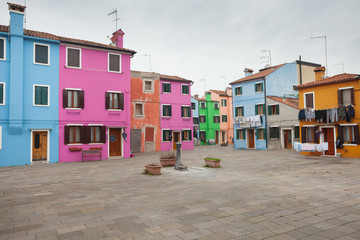 Fototapeta na wymiar Panorama from a little square in burano Island, Venice