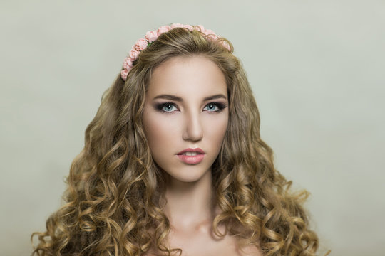 Pretty woman with gold hair