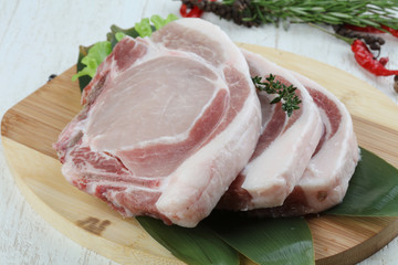 Raw pork t-bone steak
